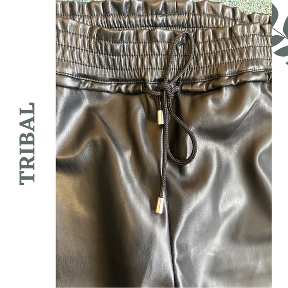 Tribal Vegan Leather Joggers Black Elastic Waist Size Extra Large - Picture 7 of 9